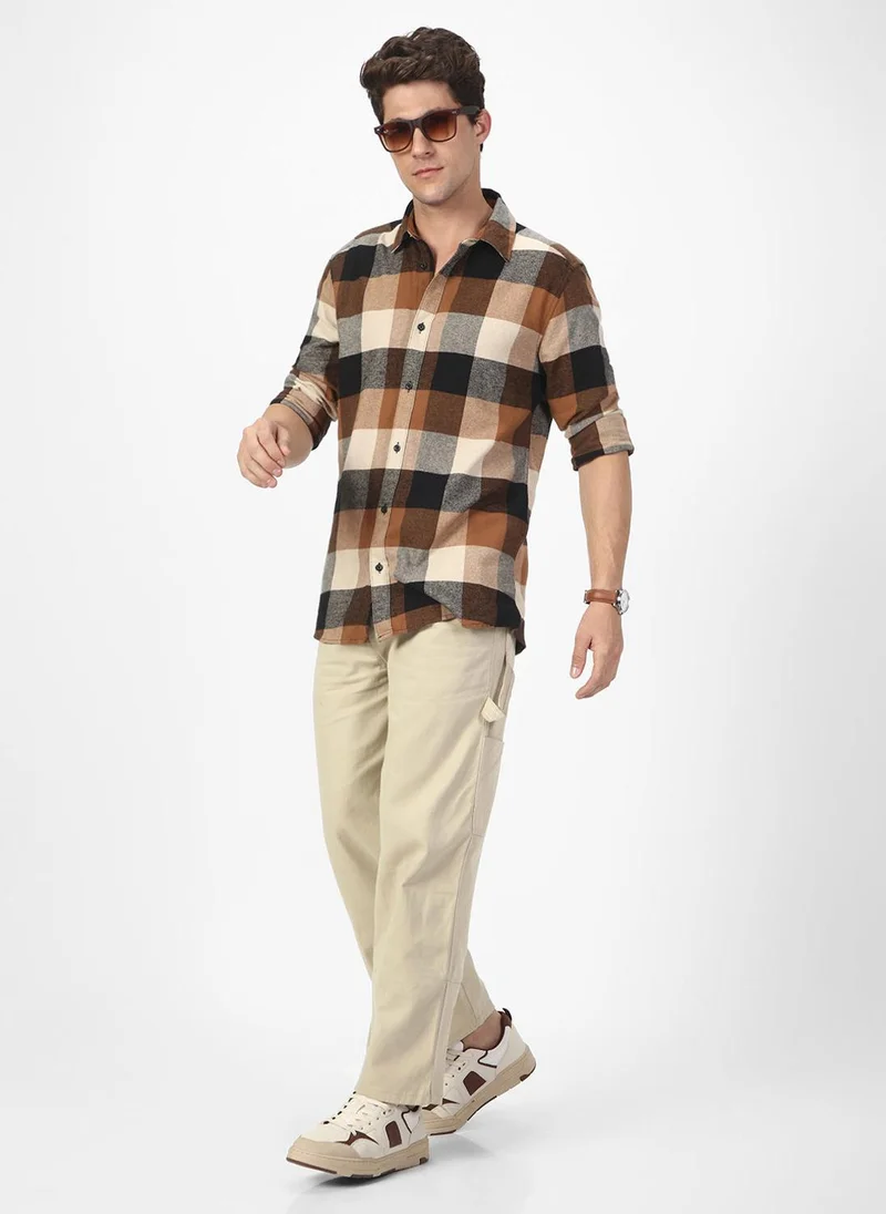 Urbano Fashion  Urbano Fashion Men's Cream Loose Baggy Fit Solid Carpenter Trouser Pant with 5 Pockets Non-Stretchable for Men | Best Price UAE